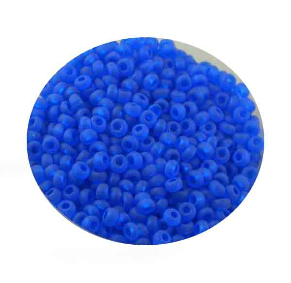 Rocailles, transparent matt, 2,6mm, 17gr. Dose, blau