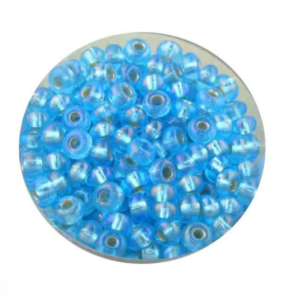 Rocailles, Rainbow AB-Effekt, 4,5mm, 17gr. Dose, h.blau