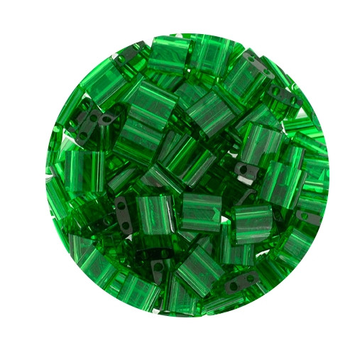 Tila-Beads, 2-loch Viereck, 6gr. Dose,transparent green